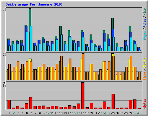 Daily usage for January 2010
