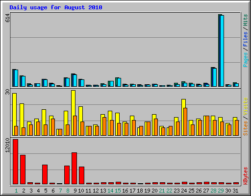 Daily usage for August 2010