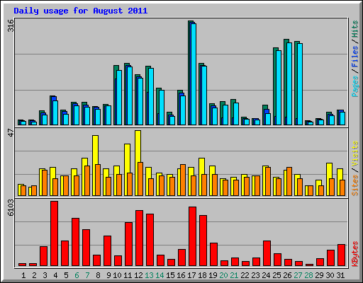 Daily usage for August 2011