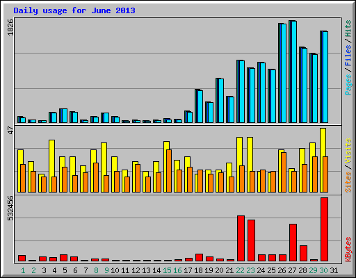 Daily usage for June 2013