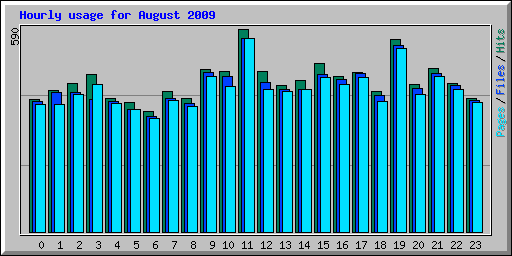 Hourly usage for August 2009