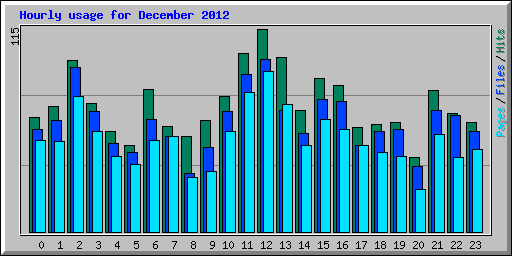 Hourly usage for December 2012